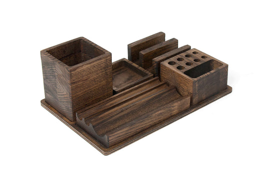 GrainMod™ Executive Desk Caddy | Walnut Organizer
