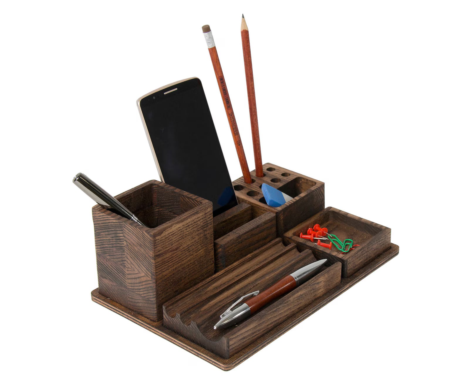 GrainMod™ Executive Desk Caddy | Walnut Organizer