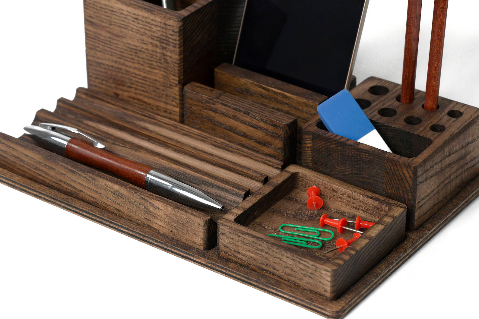 GrainMod™ Executive Desk Caddy | Walnut Organizer